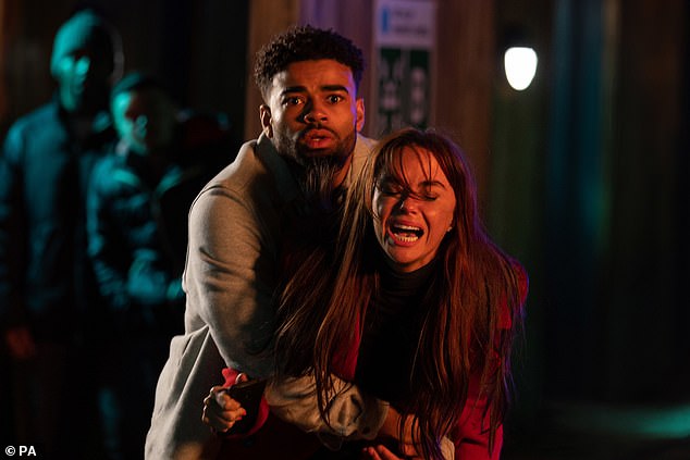 Meanwhile Channel 4's Hollyoaks will also have fewer episodes airing each week from September (Malique Thompson Dwyer and Jennifer Metcalfe pictured on soap in 2021)