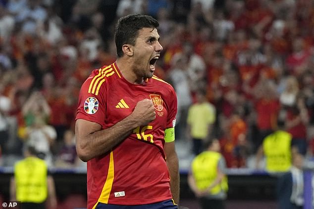 Rodri has not lost a game for Spain in almost 16 months and suffered defeat just once last season with Manchester City