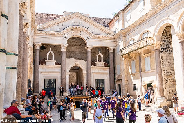 Authorities have put extra provisions in place to prevent anti-social behaviour in Split - seen here are tourists at the Peristyle of Diocletian's Palace