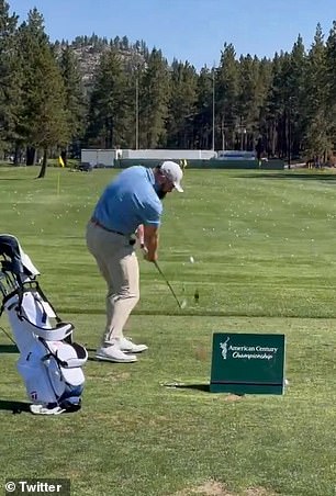 Kelce seen striking the ball at the range