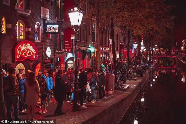 Amsterdam's 'Stay Away' campaign was aimed predominantly at British men aged 18 to 35. Above - the famous Red Light District