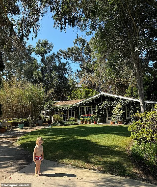 'Home for a few days,' the mother-of-one captioned her post, which also included a photo of her son standing in front of her childhood home