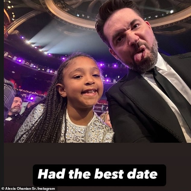 While in their VIP seats, the 41-year-old 776 founder Instastoried a silly father-daughter selfie captioned: 'Had the best date!'