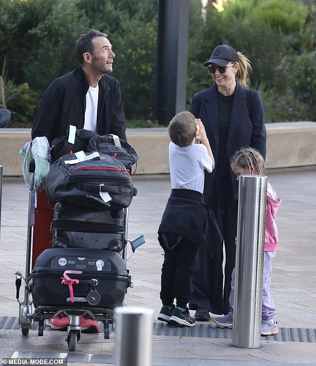 But Courtney's account of what happened on the flight was quickly debunked. In photos obtained by Daily Mail Australia, Langdon was pictured with her husband Michael Willesee Jr. and their children at the Qantas business class check-in before flying out for the school holidays