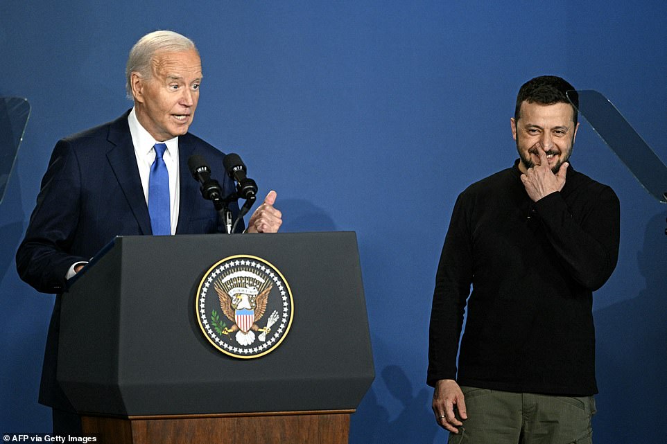 And watch, the world most certainly did. Maybe not everyone caught the details of the Ukraine Compact earlier in the day, and its array of security agreements and pledges, but everyone by now will have seen the way Biden introduced the Ukrainian president. 'Ladies and gentlemen, President Putin,' he said before realizing he was meant to be introducing President Volodymyr Zelensky who is a very much currently at war with Putin. A gasp ran around the room. Some people shouted the correct name as the leader of the free world tried to rally. 'No, we're going to beat Putin,' he said, as if to suggest he simply had Putin on the brain rather than suffering a senior moment.