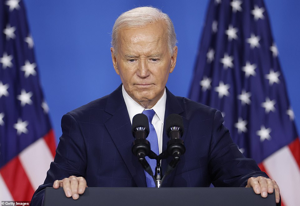 Biden could not resist taking one last question. Peter Alexander of NBC News pointed out that he earlier muddled Harris, his own vice president, with Trump. 'Right now Donald Trump is using that to mock your age and your memory,' he said. 'How do you combat that criticism?' 'Listen to the other guy ...' he said with a smile, leaving with his best zinger of the night.