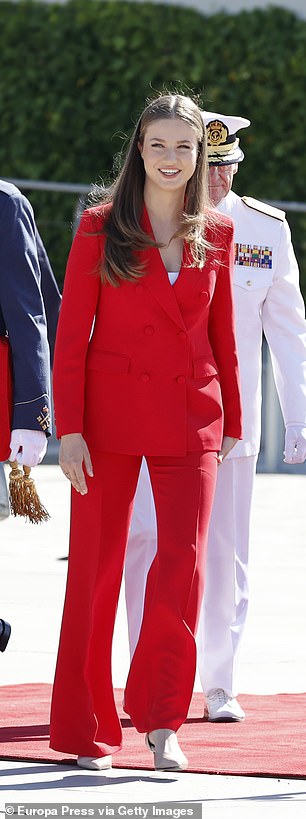 The Princess stepped out in a vibrant red power suit ttoday