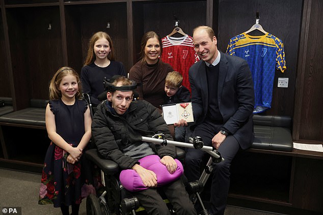 The Prince of Wales (right) met Rob Burrow, his wife Lindsey and their children Maya (left), Macy and Jackson in January of this year