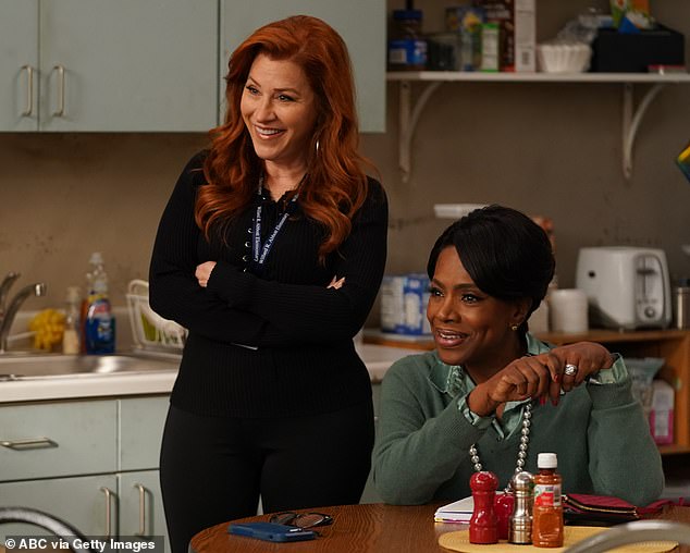 In April, Midler asked for a role on another show. 'Since I'm now using this website (X) to pitch myself on TV shows, I would also like to play Melissa Schemmenti's mother on Abbott Elementary,' she said, referring to Lisa Ann Walter's (left)  character