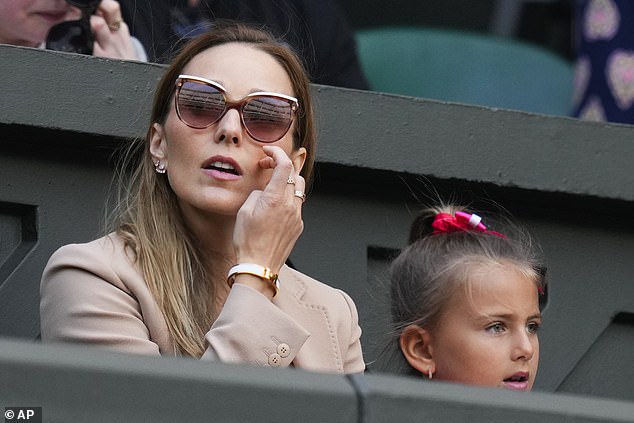 She has often been sat in the players box in SW19 alongside her mother and Djokovic's wife, Jelena (left)