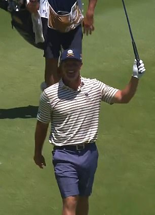 DeChambeau celebrates his eagle