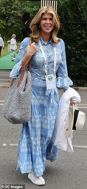 She added classy pearl earrings and finished off with comfortable white trainers