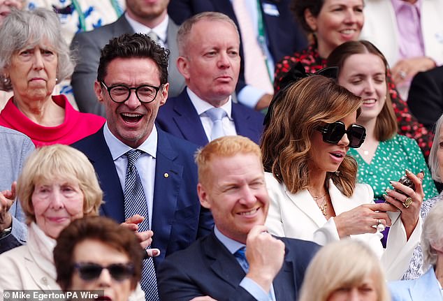 Hugh Jackman and Kate Beckinsale were also spotted in the crowd for the three-set match