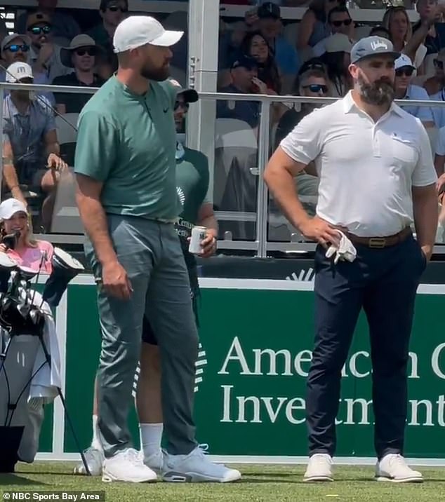 Travis Kelce bobbed his head along as Taylor Swift played at a celebrity golf tournament