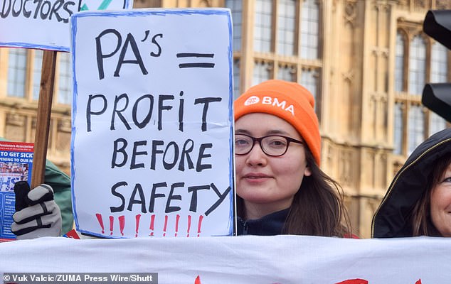 The protesters argue that using physician associates in place of doctors can potentially endanger patients and can lead to loss of life