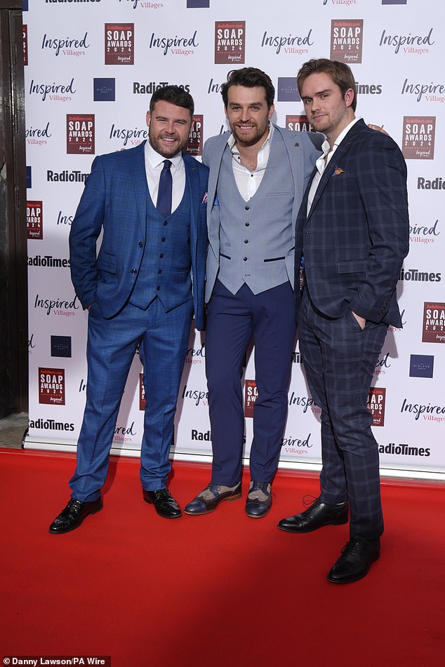 Danny Miller, Lawrence Robb and James Chase were suited and booted for the ocassion