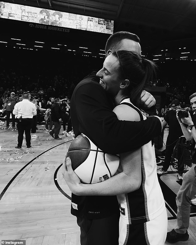 Clark also shared a photo of the pair sharing a hug on the court after an Iowa game