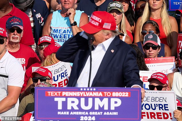 Before he dropped to the ground, Trump clapped his hand to his ear like he had been struck