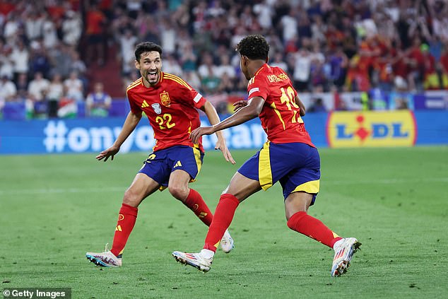 Right back Jesus Navas (left), 38, is marginally older than Mounir Nasraoui, who is just 35