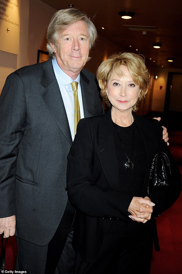 Michael, who won a prestigious best revival Tony award for his Broadway production of Death of a Salesman, died in April 2023 aged 84 (pictured together in 2008)