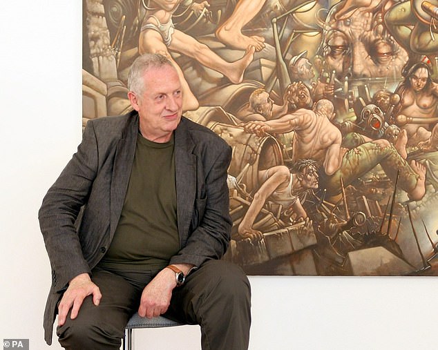 Artist Peter Howson who painted the piece for Dawn French