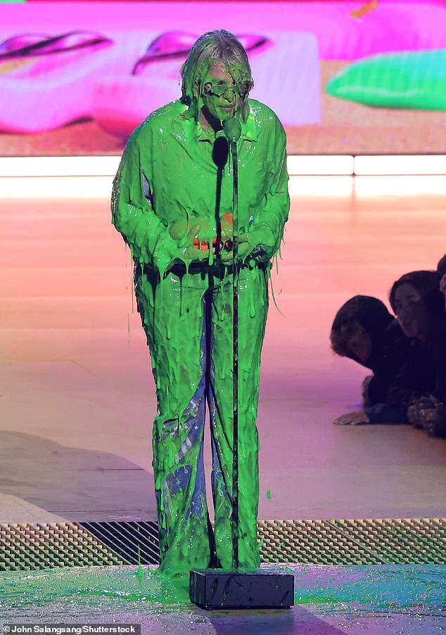 She was given the gift of being covered in green slime during her speech