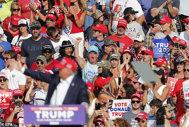 The president addresses his supporters just moments before the gunfire