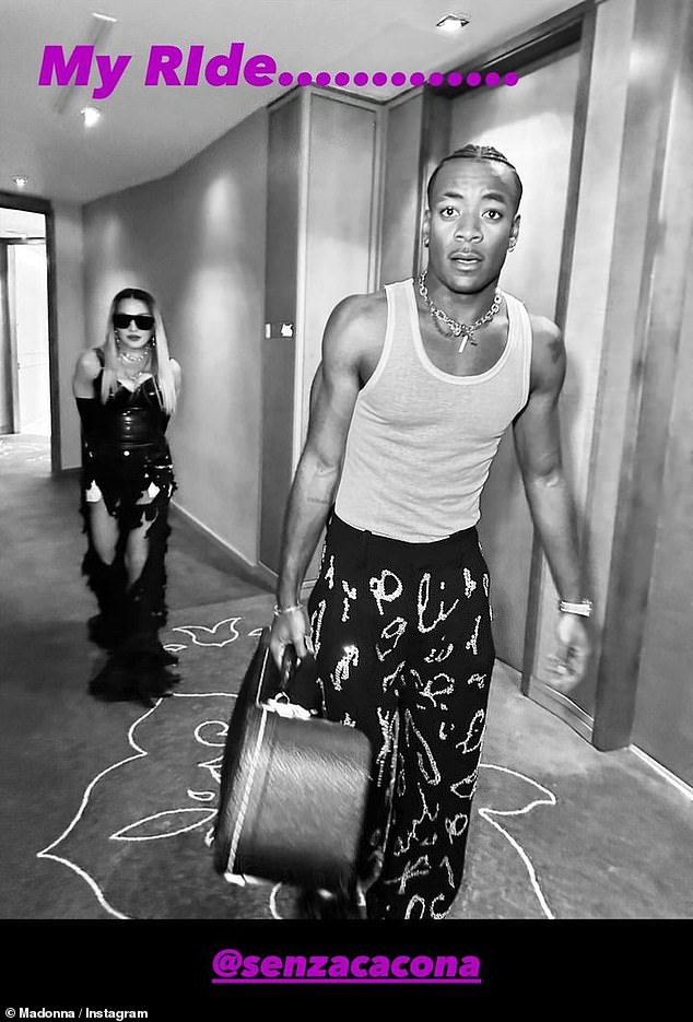 Madonna  called her children her 'ride or dies' in a series of Instagram Stories posts in May. Pictured with son David Banda, 18