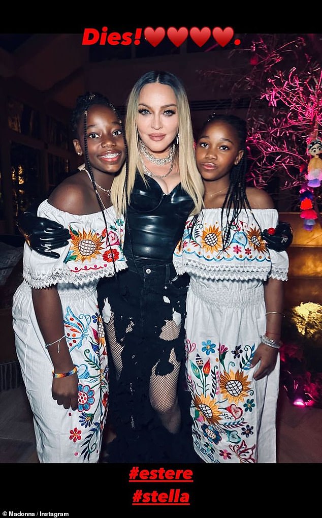 Madonna shared a snap with her twins Stella and Estere, 11