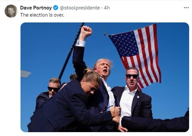 Portnoy also posted a picture of Trump with his fist in the air just moments after the shooting