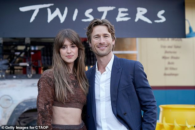 The duo - who both took on leading roles in the upcoming action thriller, Twisters - posed for an assortment of snaps on an outdoor set promoting the movie