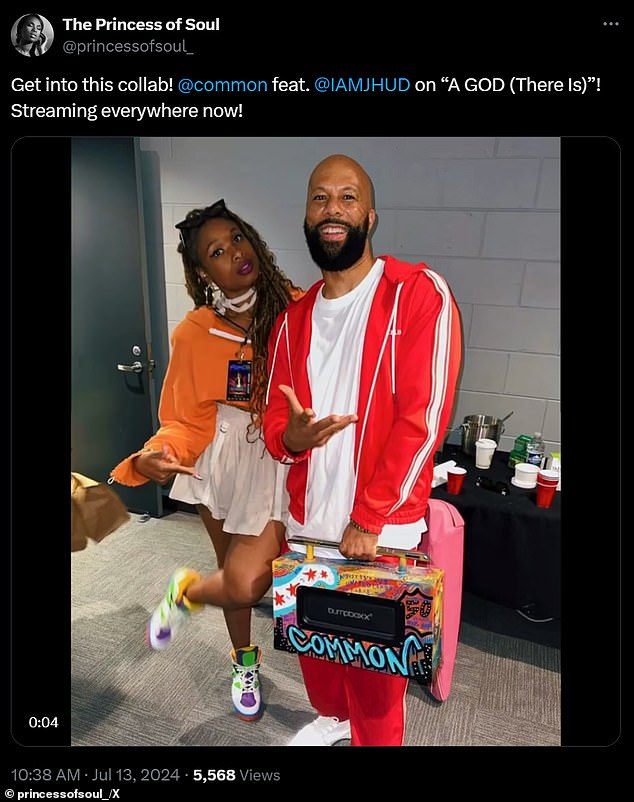 Common said he 'loved it' when he played A God (There Is) to his musician friends who asked, "Who is that singing?" for which he proudly boasted that it was his lady Jennifer