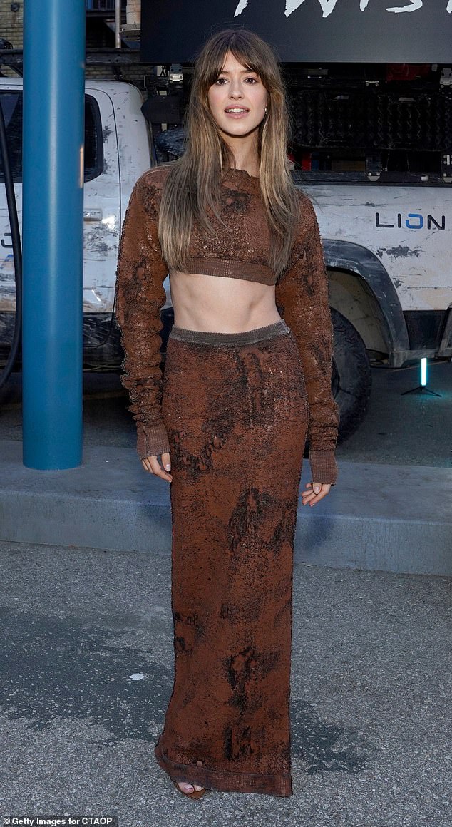 For the annual event, which was held at Universal Studios Backlot, the Normal People star showed off her toned abs in a long-sleeved brown crop top and matching maxi skirt