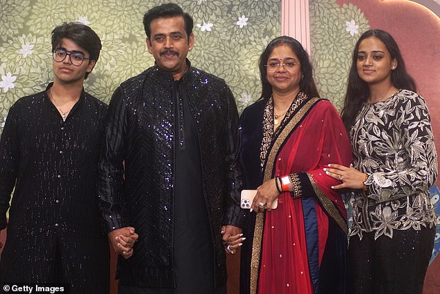 (From L to R) : Saksham Kishan, Ravi Kishan, Priti Kishan Shukla and Riva Kishan at the Blessing's Ceremony