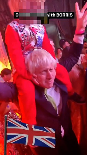 Boris Johnson was among the well-heeled guests attending the wedding of the century in Mumbai on Friday, dancing the night away with his son on his shoulders