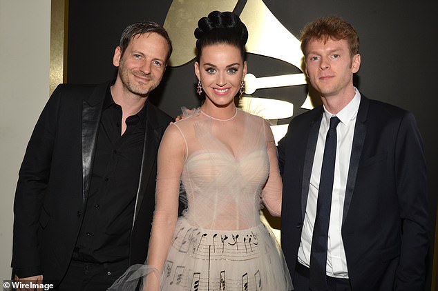 (L-R) Producer Dr. Luke, singer Katy Perry and producer Cirkut at the 56th GRAMMY Awards ijn 2014. Perry has been condemned for working with Luke on her new single