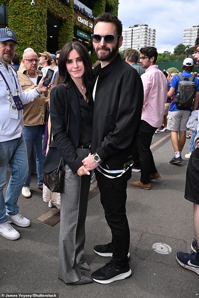 Courtneny Cox and Johnny McDaid enjoyed the spectacle of the Wimbledon Men's Final on Sunday