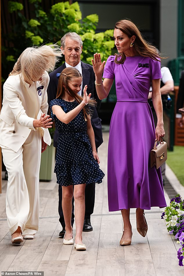 Charlotte, nine, also joined her mother in the Royal Box last year. They were without Prince George, ten, perhaps indicating he will join his father at the Euros final in Berlin this evening