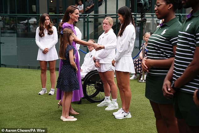 Before heading to the box, Kate and Charlotte met with players - including Emma Raducanu