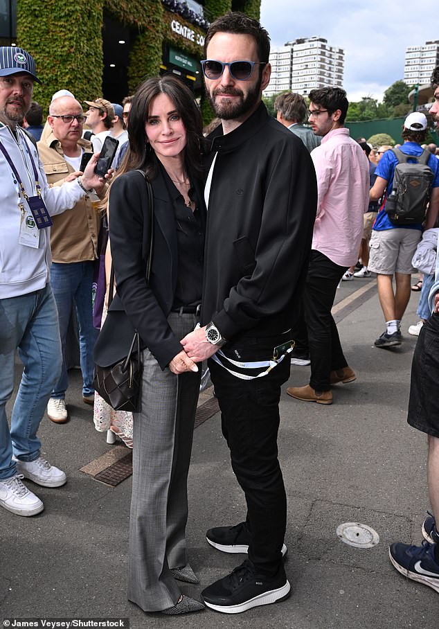 Courteney Cox and Johnny McDaid enjoyed the spectacle of the Wimbledon Men's Final