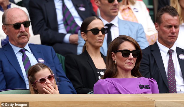 Princess Charlotte picks her nose during the Wimbledon men's final between Novak Djokovic and Carlos Alcaraz