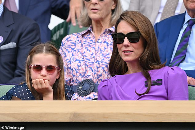 Kate and Charlotte matched in shades as they watched from the royal box