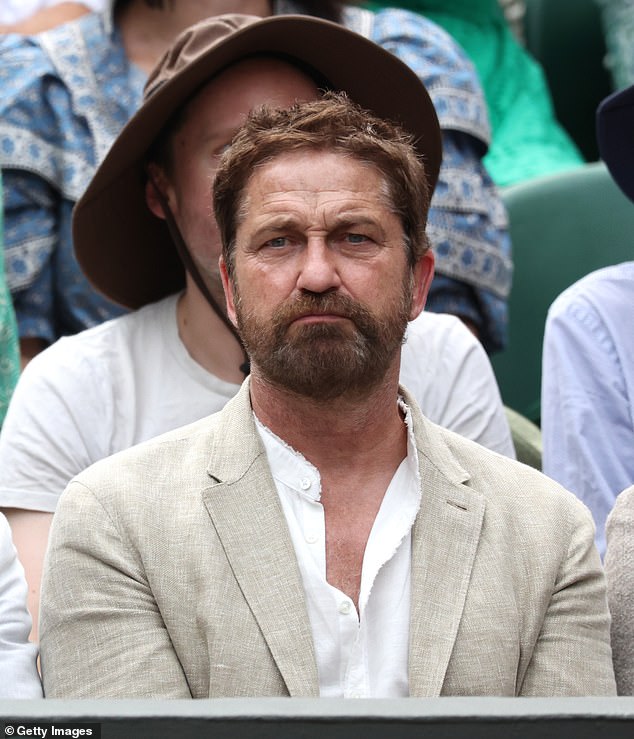 Gerard Butler was among the Wimbledon crowd to watch a pulsating final