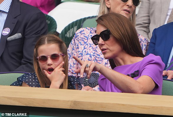 Charlotte's mouth dropped open in surprise as she watched the sporting drama unfold on day 14 of Wimbledon