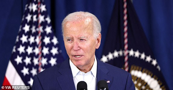 FILE PHOTO: U.S. President Joe Biden delivers remarks following the incident that occurred at a campaign rally for former U.S. President Donald Trump, in Rehoboth Beach, Delaware, U.S., July 13, 2024. REUTERS/Tom Brenner/File Photo