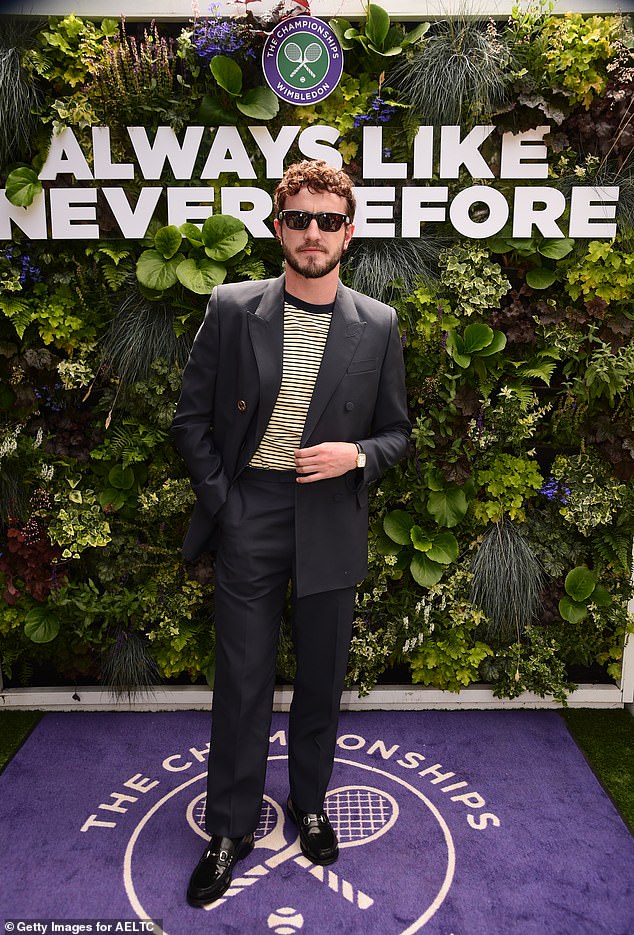 Paul Mescal showed off his impeccable style in a black blazer and striped top, teamed with loafers and shades