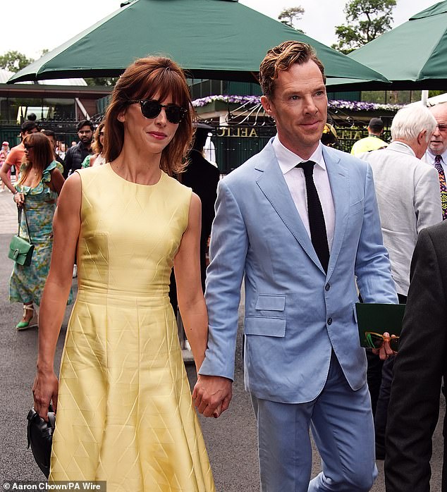 Benedict Cumberbatch and wife Sophie Hunter arrived hand-in-hand to watch the star-studded Wimbledon men's final