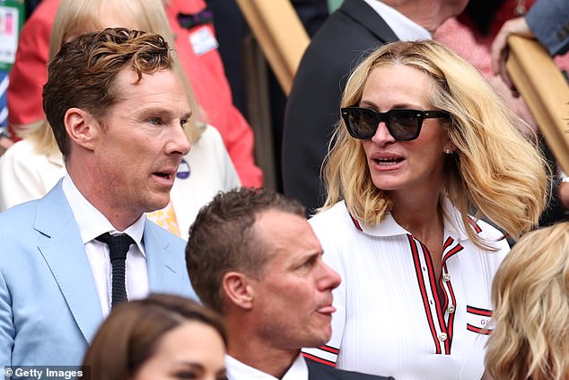 Benedict Cumberbatch sat to the Oscar-winner's right during the men's singles final