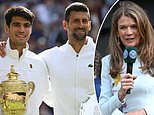 Wimbledon's Annabel Croft is left red-faced after Carlos Alcaraz blunder during player interviews following men's final - as defeated Novak Djokovic sees the funny side of things!