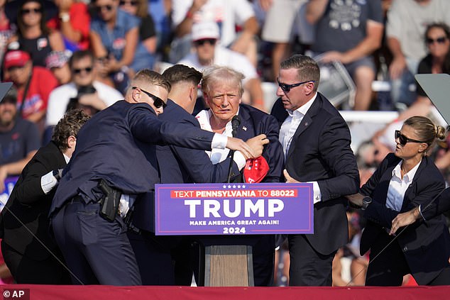 Microphones around the stage picked up dramatic detail of the shooting response, including Trump ordering his agents to 'let me get my shoes'